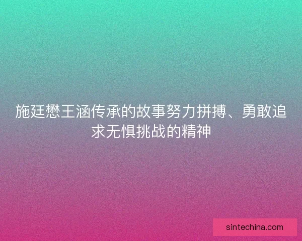 施廷懋王涵传承的故事努力拼搏、勇敢追求无惧挑战的精神
