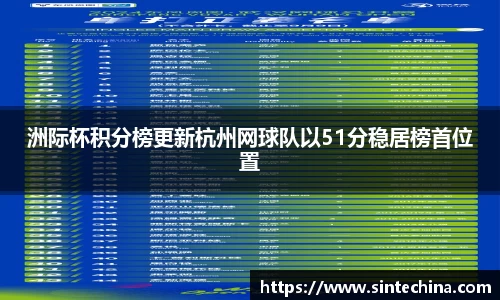 洲际杯积分榜更新杭州网球队以51分稳居榜首位置