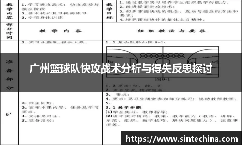 广州篮球队快攻战术分析与得失反思探讨