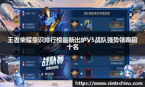 王者荣耀意识排行榜最新出炉V5战队强势领跑前十名